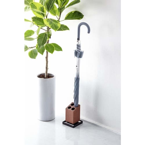 Anesti Umbrella Stand, Brown, 4-Stand, Approx. 12.5cm H x 12.5cm W x 17cm H, Kalari Diatomaceous Earth, Built-in, Slanted Umbrella Stand, HO1957