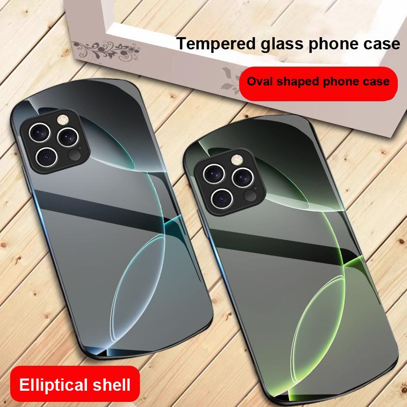 Semicerc Geometric Pentru iPhone 16 Pro Max 15 Pro 14 13 12 Mini 11 XS Max XR 7 8 Plus SE 2022 Carcasă de Telefon Ovală din Sticlă