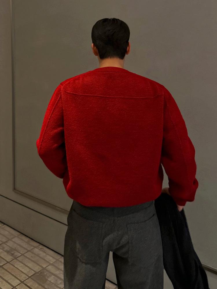 Men's Winter Thick Knit Pullover Sweater - Simple Round Neck Korean Style