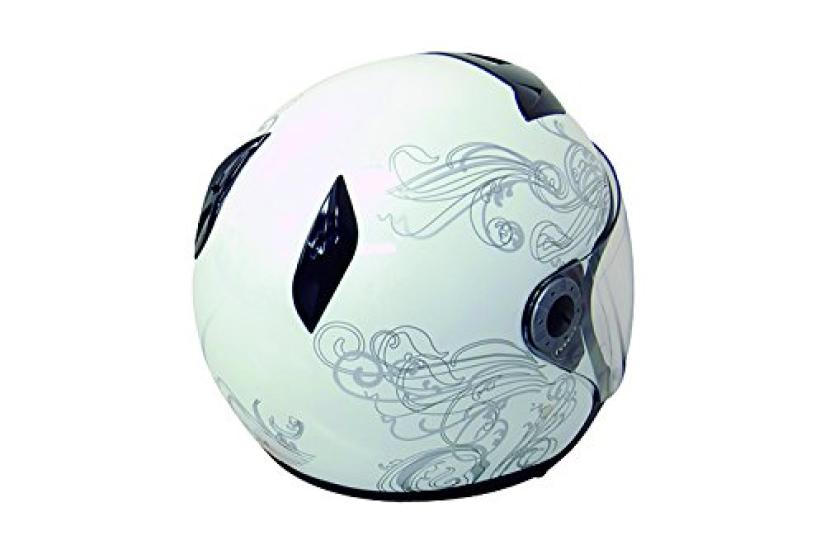 Bike Parts Center Jet Graphic White Motorcycle XL 7210 Helmet, (61cm-62cm)