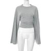 Summer New Style Daily Casual Simple and Versatile Long-sleeved Pullover, Solid Color Waist Temperament Is Thin Gray Long-sleeved T-shirt Y25TP201