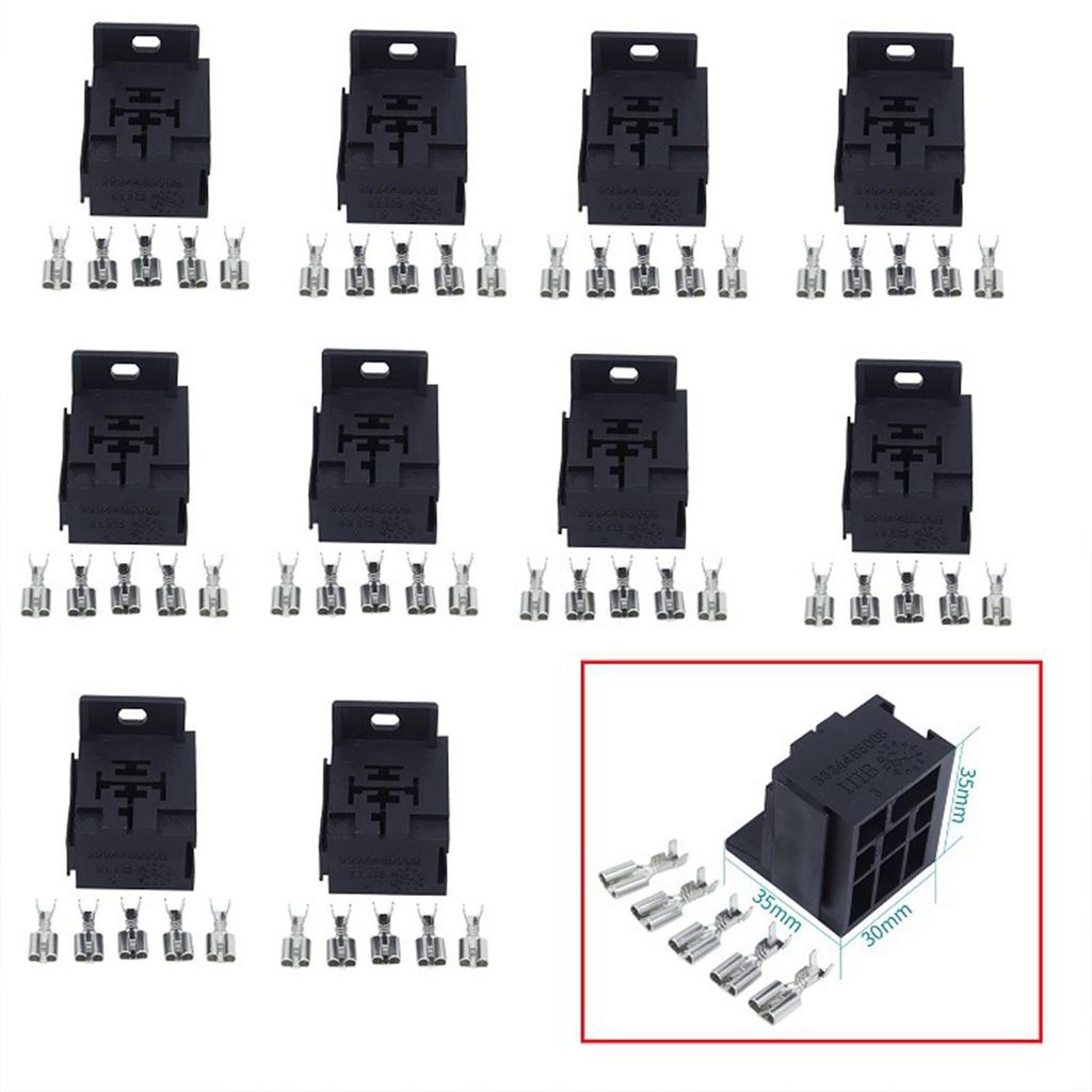 10Pcs Mini Relay Connector Sockets Easy Installation 5 Pin Auto Accessories Complete Set Sturdy