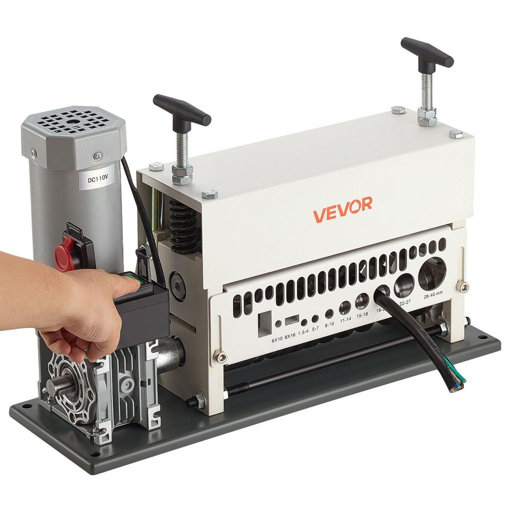 Electric Wire Stripper Machine, 1.5-40 Mm, 11 Channel Automatic Copper Cable Stripper, 370W Wire Stripper Tool with Manual Hand Crank Mode, Emergency