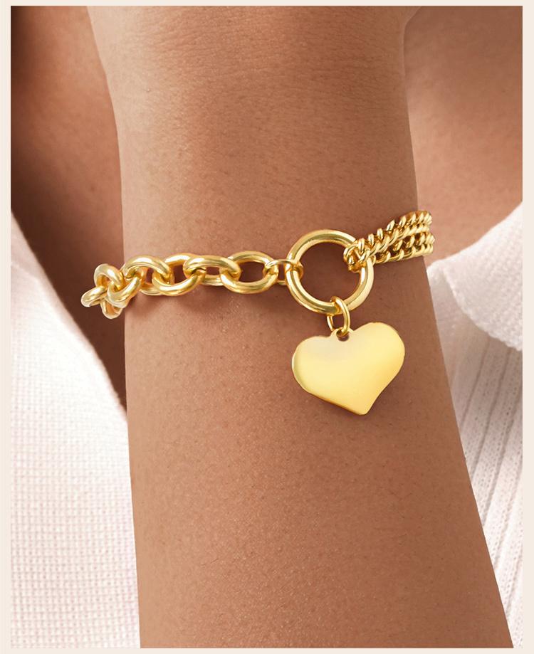 Vintage Roestvrij Staal Dikke Ketting Liefde Hart Bedels Armband Voor Vrouwen Meisjes Cadeau Waterdichte Sieraden