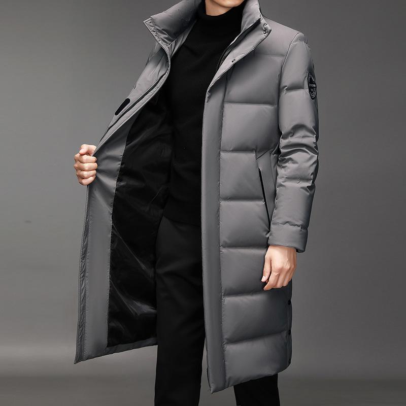 Down Jacket for Men's Mid-length Style Over Knees In Winter New Thickened Cold-proof and Large-size White Duck Down Men's Jacket