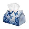 2D Flat 1pc Romantic Butterfly Floral Tissue Box - Blue White Elegant, Kitchen Table Multi-Purpose, Suitable for Home And Car Decor, Dinner Desktop De