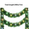 Christmas Tree Garland LED Light 49.21ft Tinsel Garland Shiny Green Streamers Ornaments Twist Light Strips Prelit Christmas