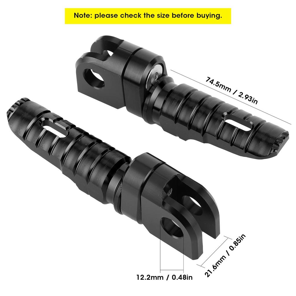 Pair of Front Foot Pegs Aluminum Alloy Pedals Fit for Kawasaki Ninja Z125 PRO Z250/SL Z400 Z900Black