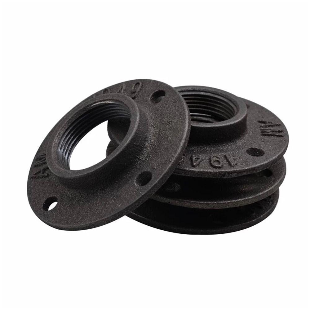 New Painted Floor Flange Black Industrial Vintage style Iron Pipe Flange With Threaded Hole Pipe Fittings Home