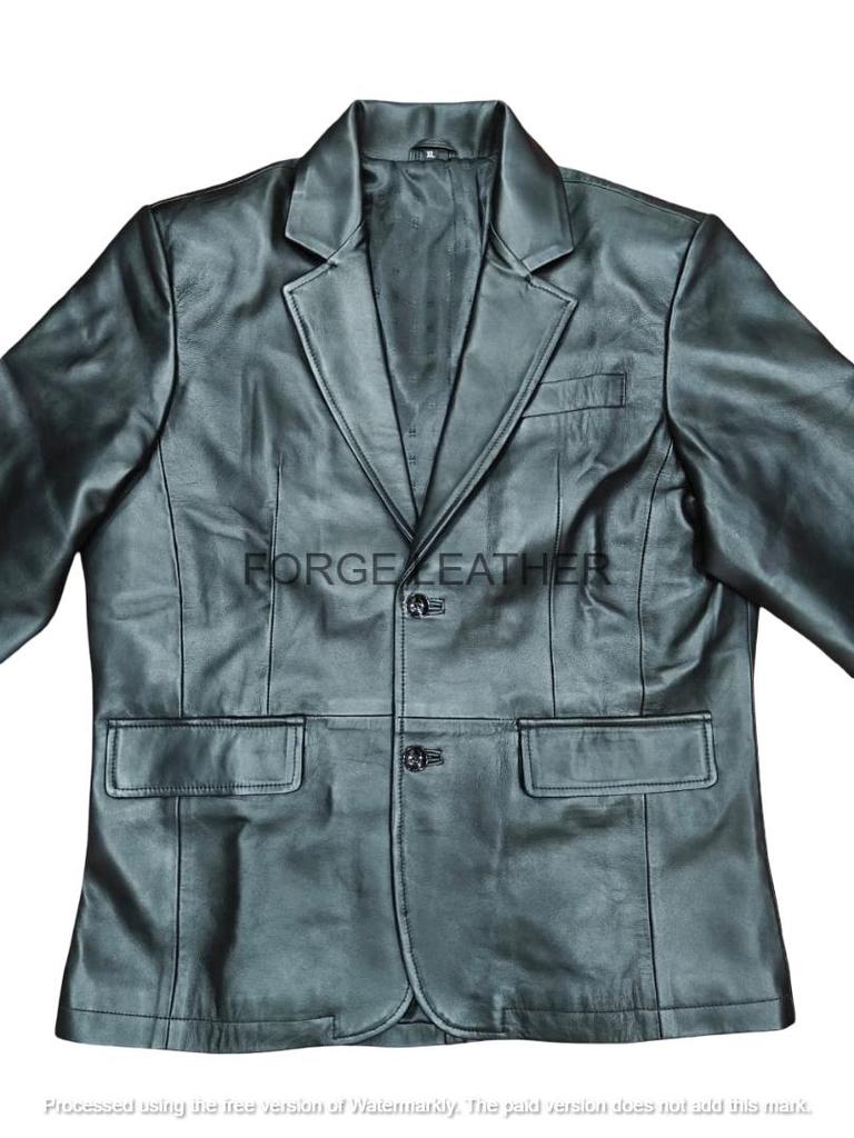 Elegante Blazer da Uomo Nero Pelle Fatto a Mano Formale Morbido Vera Pelle di Agnello Ufficio