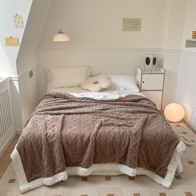 Jacquard Color Solid Thickened 70x100cm Blanket Double Sided Fluff Plush Office