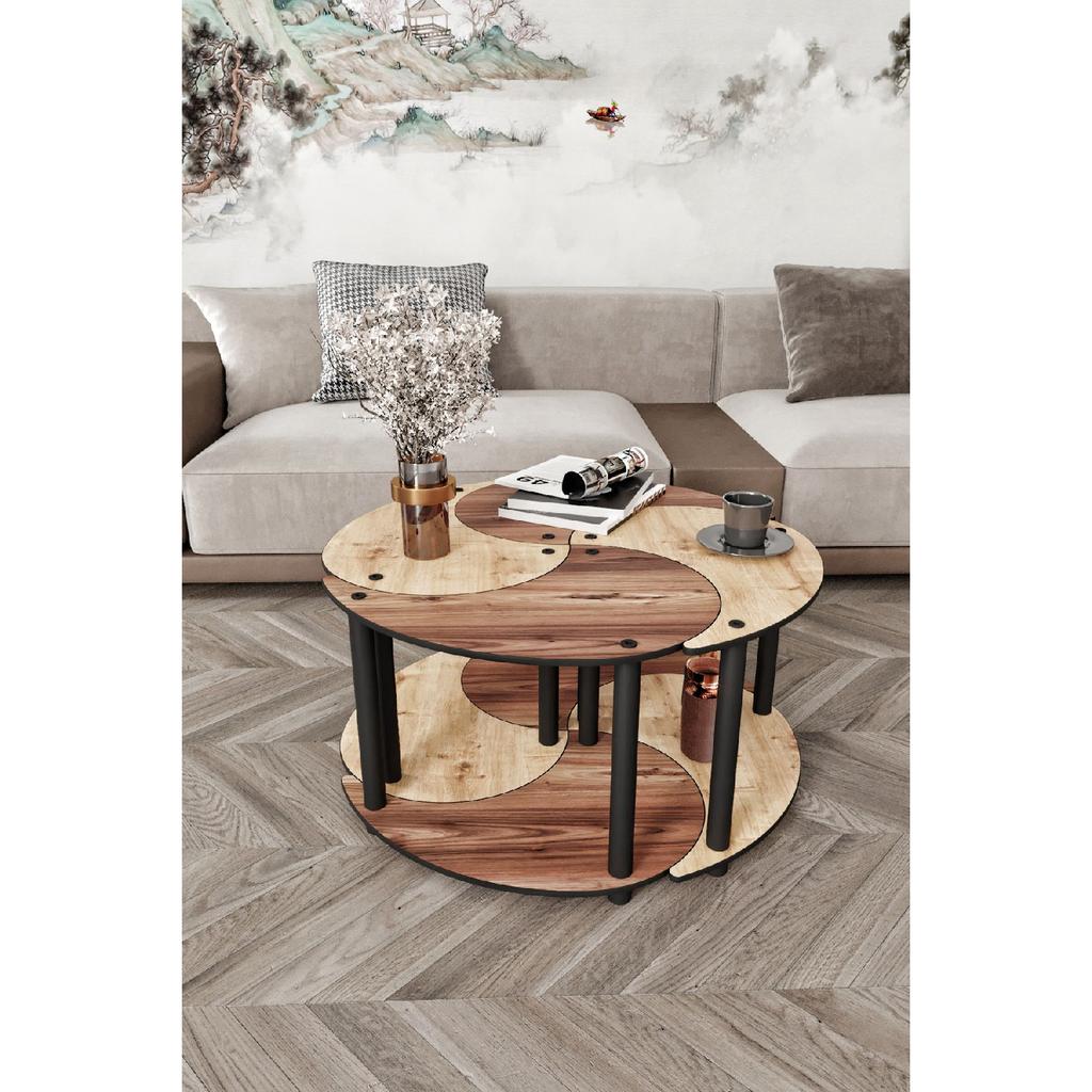 Y?n Yang Unity Serenity Coffee Table Set Of 4 Oak Walnut 70 Cm