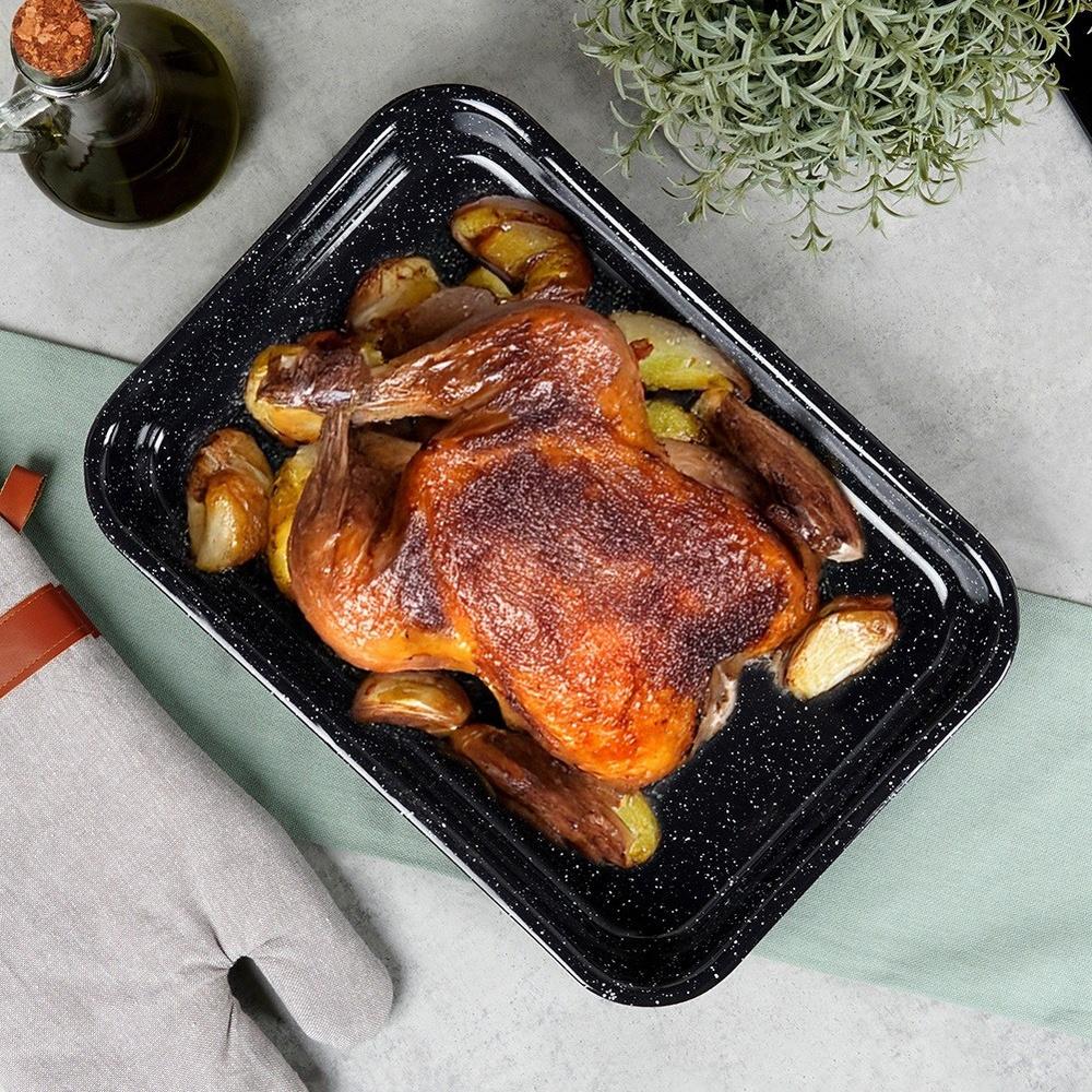Rectangular Enameled Roasting Pan 34x24x4.5x4.5 Cm