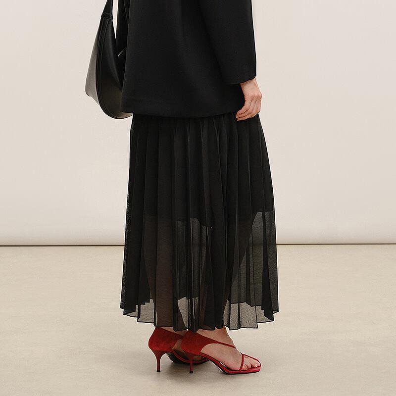 Less 2026 Spring Loose Pleated Maxi Skirt
