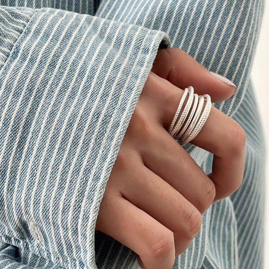 

Multilayered Unique Adjustable Copper Ring For Women Fashionable Korean Style Minimalist