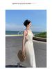 Design-Sense Waist-Baring Halter Dress: Slimming, Tie-Waist, Super-Fairy, Large-Hemmed Vacation Dress
