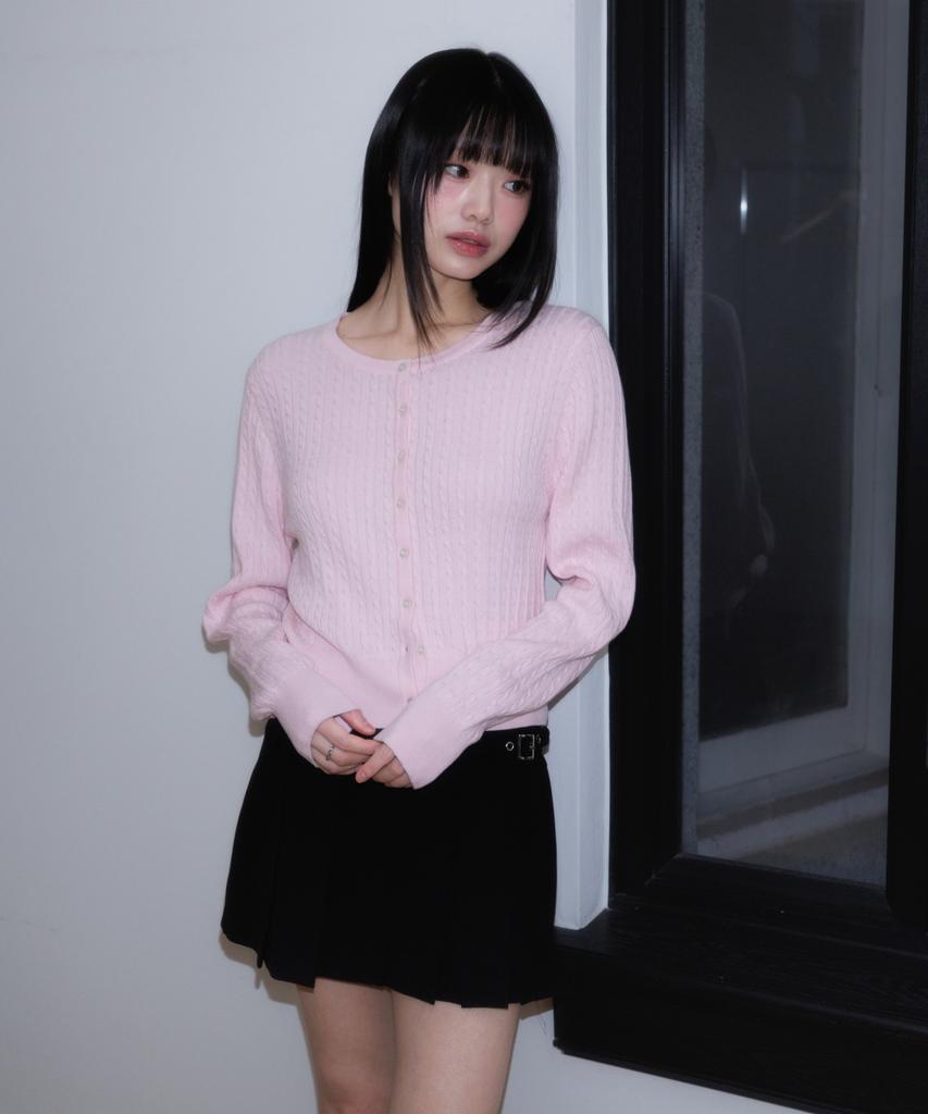 ROSEFRANTZ Double Buckle Pleat Mini Skirt [Black]