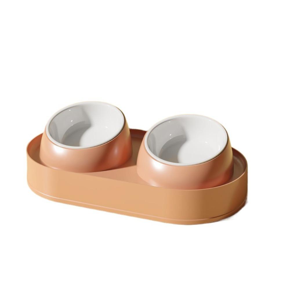 Slanted Mouth Pet Feeding Double Bowls Portable Pet Drinking Feeder Dog Food Basin  Water Container