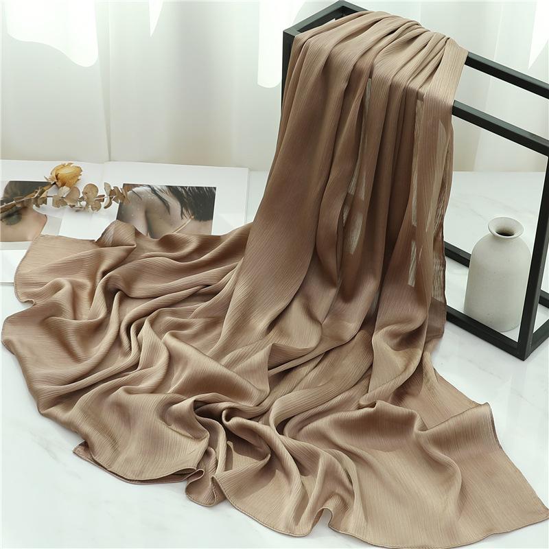 Headscarf Solid color silk scarf Basic versatile scarf Women's smooth crepe travel scarf Xizang travel shawl