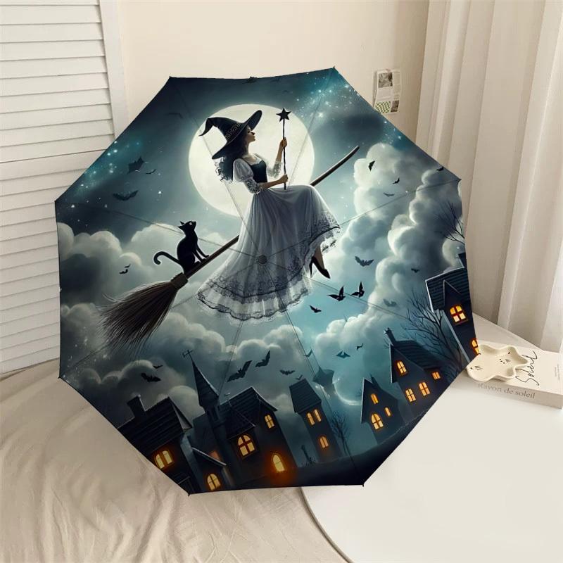

1PC witch broomstick Automatic Open/Close Umbrella with Windproof, 8-Rib Sturdy Canopy, Durable Ribs, Fashionable Design, 1308a