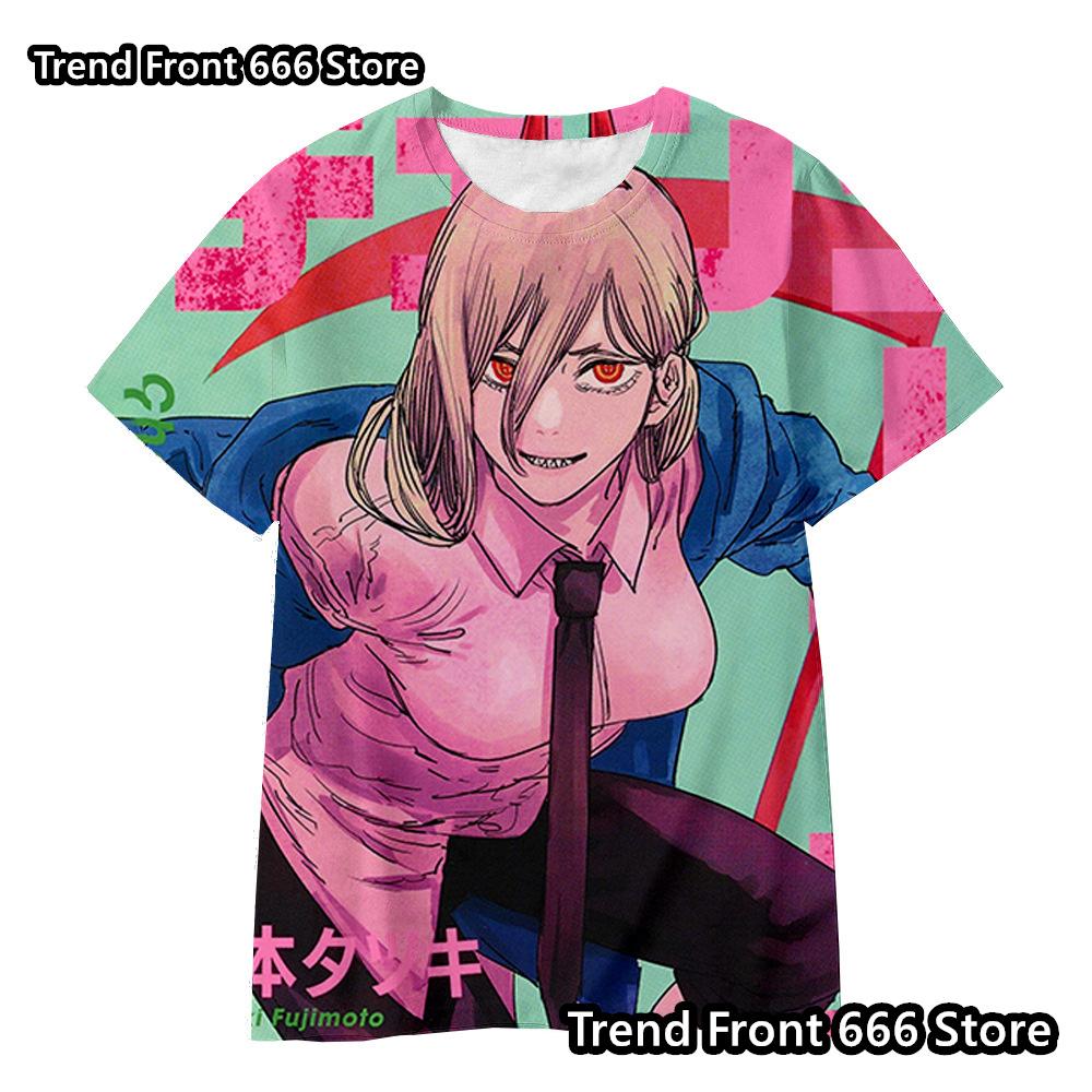 Chainsaw Man Anime 3d Prited Tops Boys Tshirt Girls Tshirts Children's Short Sleeve T-shirt Child Casual Clothes 4-14 Years