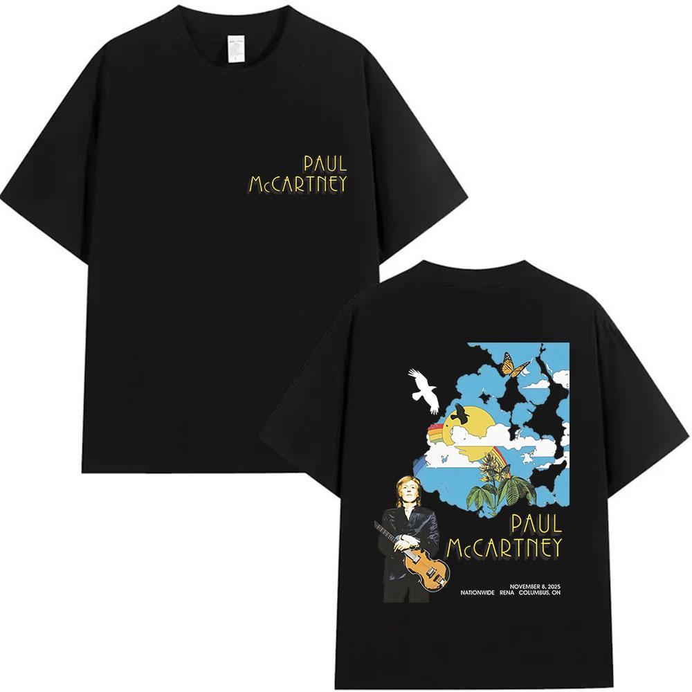 Paul McCartney Got Back Tour 2025 Merch T-Shirt Herren Hip Hop Rock Kurzarm-T-Shirts Vintage 100% Baumwolle T-Shirt Streetwear
