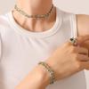 European Style Colorful Cubic Zirconia Jewelry Set with Diamond-Studded Necklace, Light Luxury Bracelet, and Exquisite Earrings
