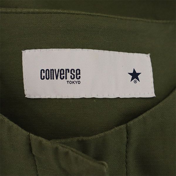 Значок с логотипом converse TOKYO Платье-рубашка милитари с длинным рукавом без воротника Женское Б/У