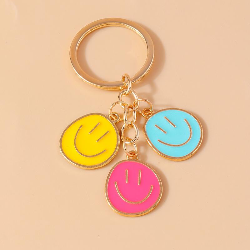 Lovely Smile Face Keychain Emoticon Key Ring Pendants for Women Girls Handbag Decor Charms DIY Jewelry Gifts