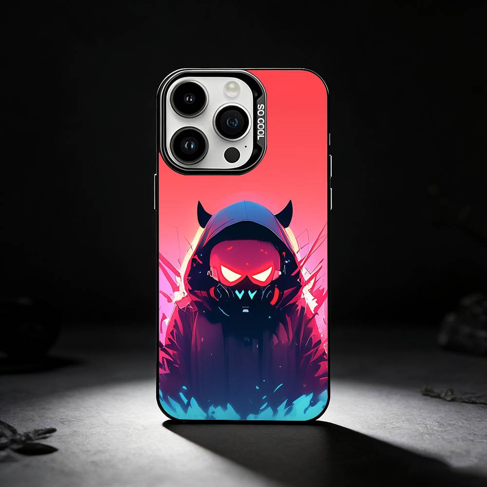 Cool Masked Guy Phone Case For iPhone 17,16,15,14,13,12,11 Plus,Pro Max,XS,Colored silver phone case