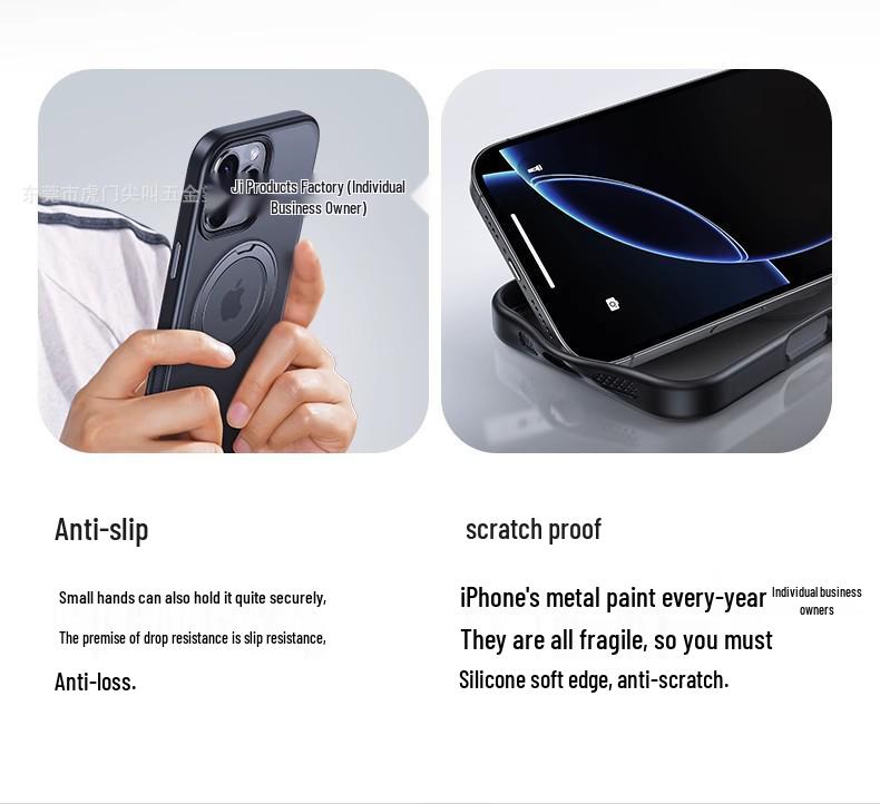 Apple iPhone 16 Pro Max Manyetik Döner Standlı Kılıf - Deri Hissiyatlı Koruyucu Kapak IP17