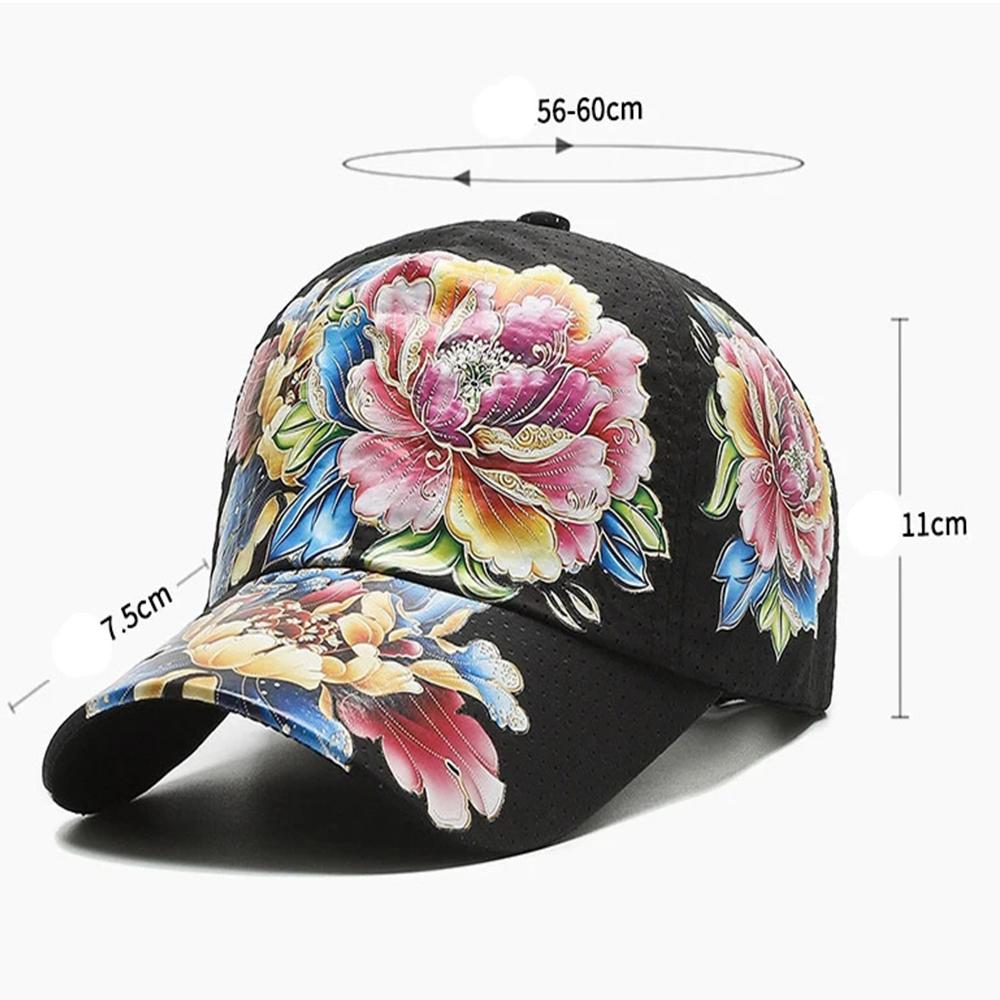 Summer quick-drying baseball cap, floral sun hats for men and women, Chinese-style printed floral sun hats, outdoor hats