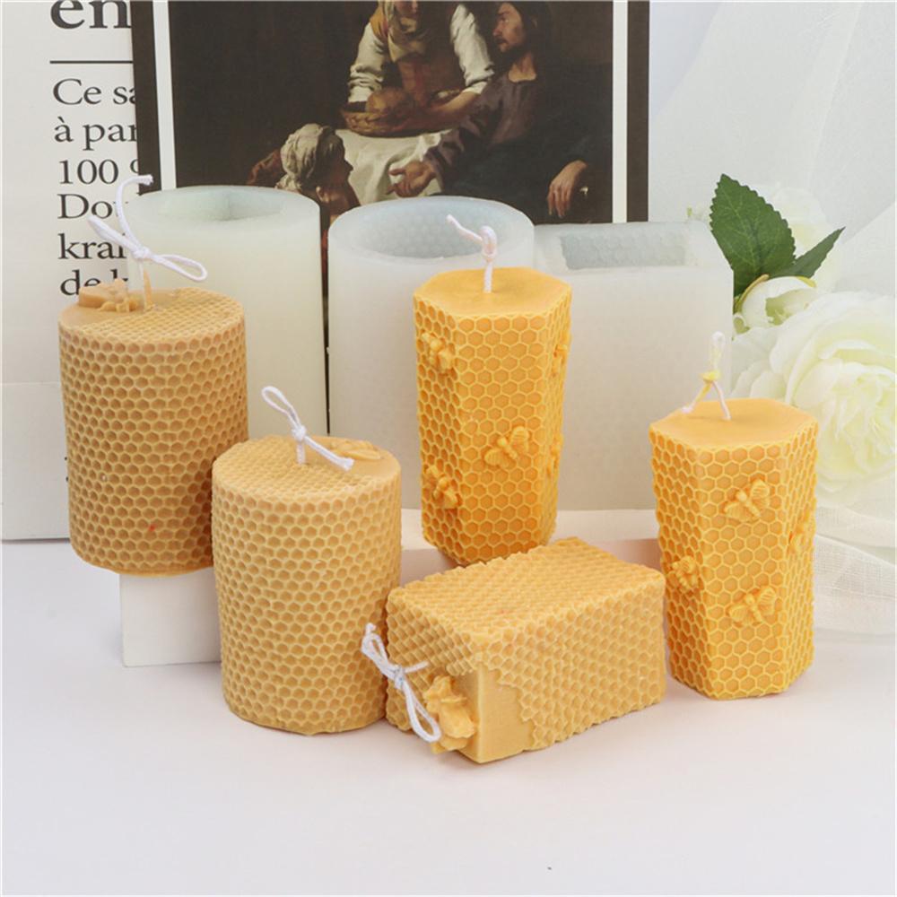 3D Hexagonal Beehive Candle Mold DIY Flying Bee Honeycomb Aromatherapy Gypsum Mold Bread and Candy Baking Tools
