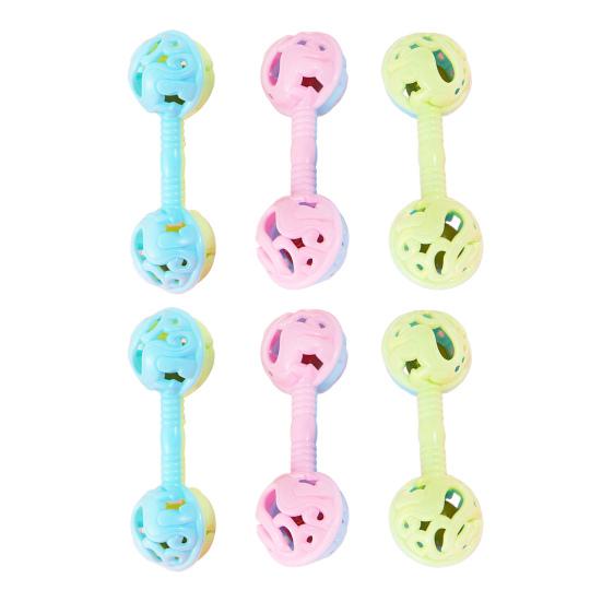 Dual Bell Baby Rattle Toy Soft Grip Shaker with Bell Sound