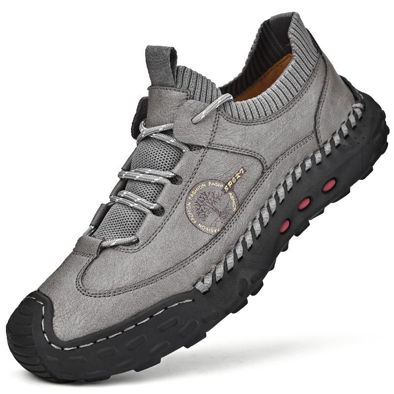 Außenhandel Übergröße Herren Lederschuhe handgenähte Lederschuhe Trend einfache vielseitige Schuhe Herren Outdoor Freizeitschuhe