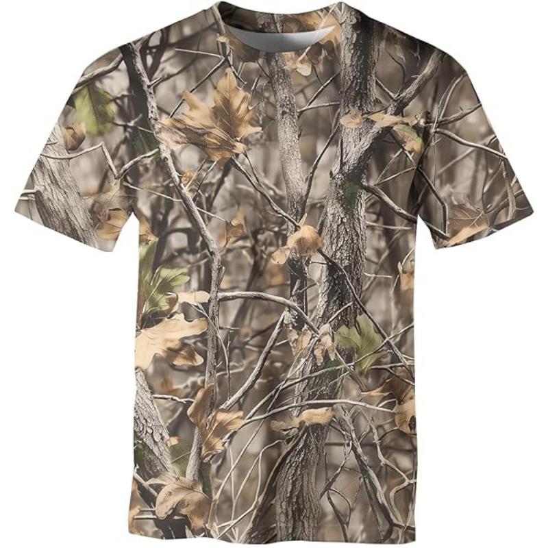 Fashion Men's Crew Neck Short Sleeve 3D Branch Color Printing Tree Branch Short Sleeve Crew Neck T-Shirt