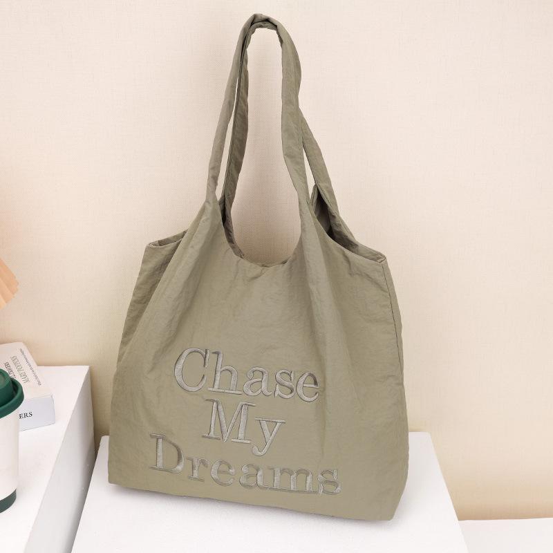 

Холщовая сумка с вышивкой букв, женская сумка большой вместимости в ленивом стиле, корейская сумка-тоут для поездок на работу, портативная наплечная сумка, сумка подмышку бирюзовый