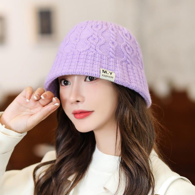 Hats for Women Autumn and Winter Basin Hat Knitted Wool Hat Fisherman Hat Warmth and Thickened Face Showing Small Pullover Hat Head Hat