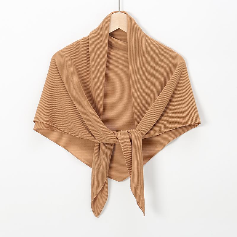 Pleated Square Scarf For Women Muslim Chiffon Hijabs Shawl Solid Crinkle Headscarf Wraps Islamic Turban Headband Bandana Foulard
