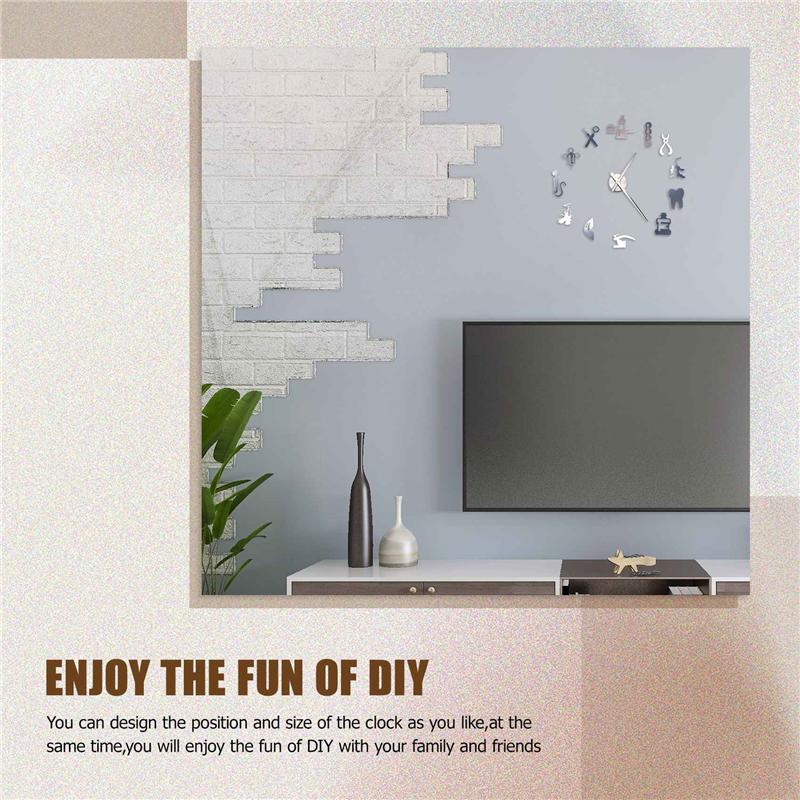 AD23-Dentist DIY Giant Wall Clock   Oversized Wall Clock Big Needle Mirror Dentist Office Decor Dentist Gift