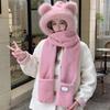 Korean Cute Plush Three-piece Set for Women's Autumn and Winter New Scarf Gloves Hat Integrated Plus Velvet Cold Proof and Warm Hat