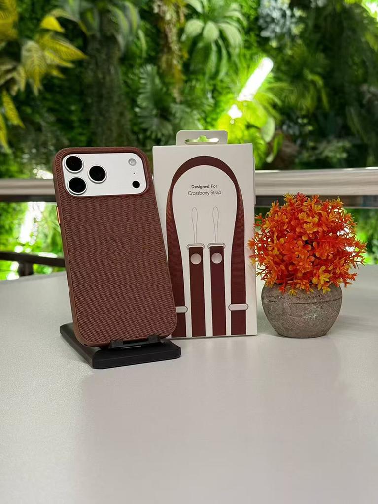 High End Official Magnetic Woven Strap Phone Case For Orginal For Iphone 17 Pro Max Phone Crossbody Lanyard And No Logo Phone Case