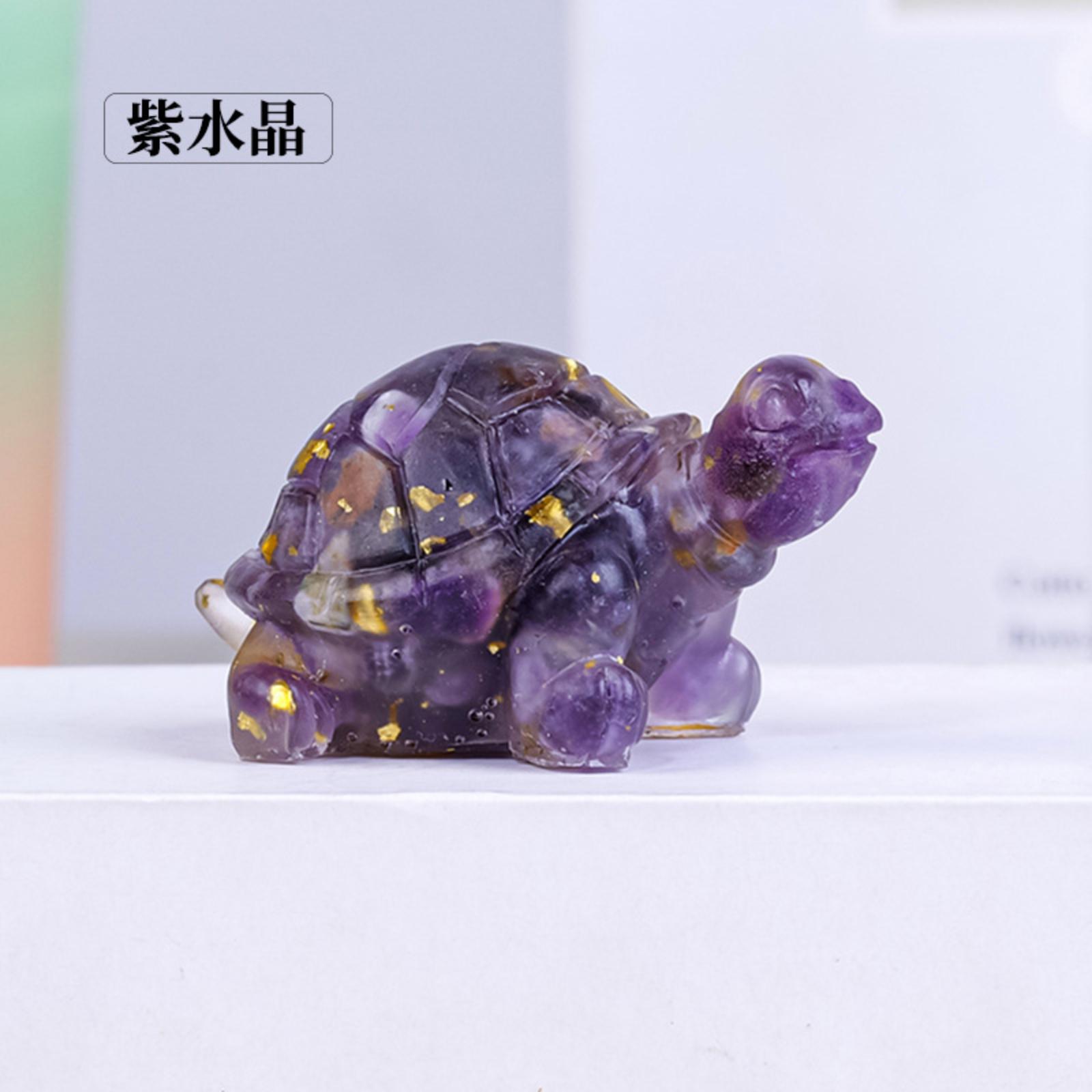 

Natural Crystal Gravel Resin-coated Miniature Turtle Aquarium Ornament Amethyst Craftwork Desktop/car Interior Decorative Piece One Size фиолетовый
