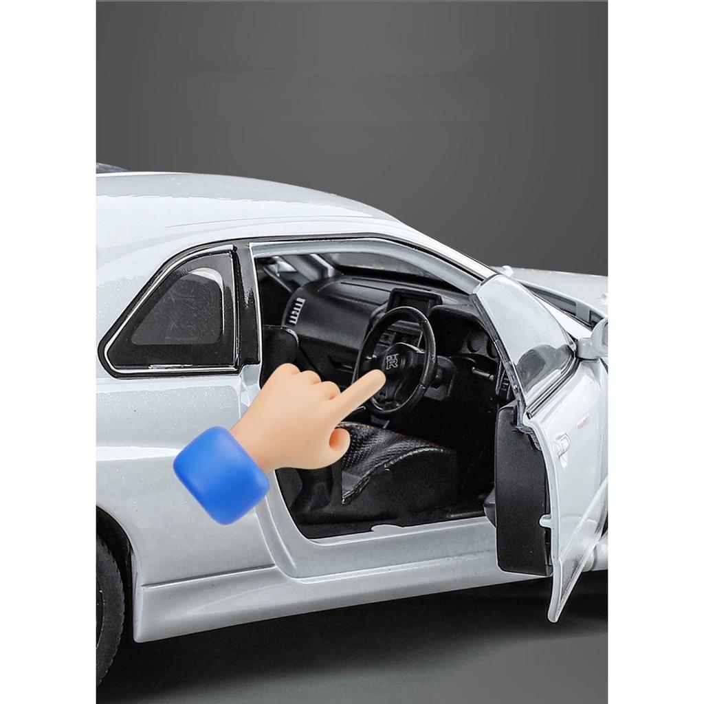 1/24 Nissan Skyline Ares GTR R34 Model Mașină Sport Aliaj Diecasts Metal Vehicule Mașină de Curse Model Sunet Lumină Jucării pentru Copii Cadou