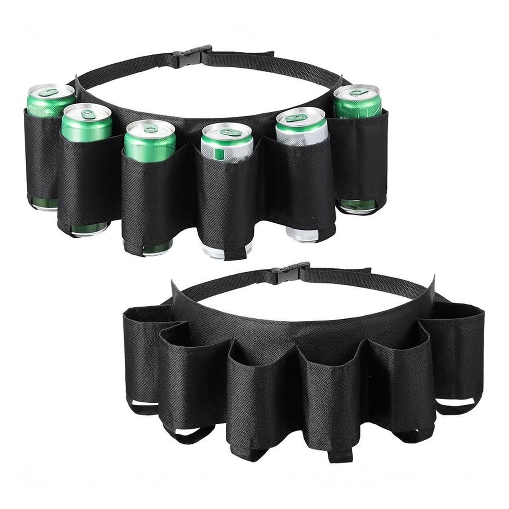 Beer Belt Portable Soda Bottle Beer Holder Drink Holds 6 Cans Adjustable Beer Waist Holder