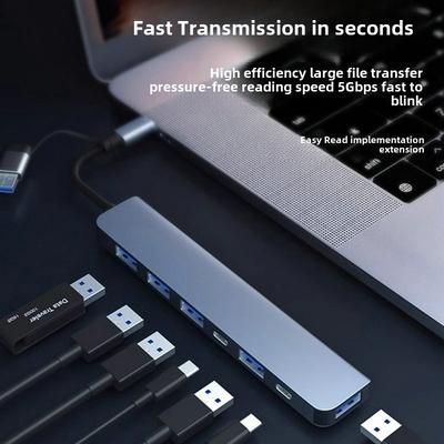 7-in-1 USB Hub Multiport Adapter with Type-C for Laptop, Expansion Dock with 5Gbps Data Transfer