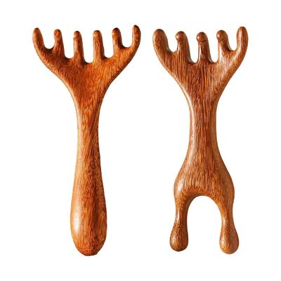 Sandal Ağacı Baş Masajı Tarağı Gua Sha Aleti Sırt Kaşıyıcı El Tipi Geniş Dişli Tarak Kıvırcık Saçlar İçin Stres Giderici Saç Derisi Masaj Aleti