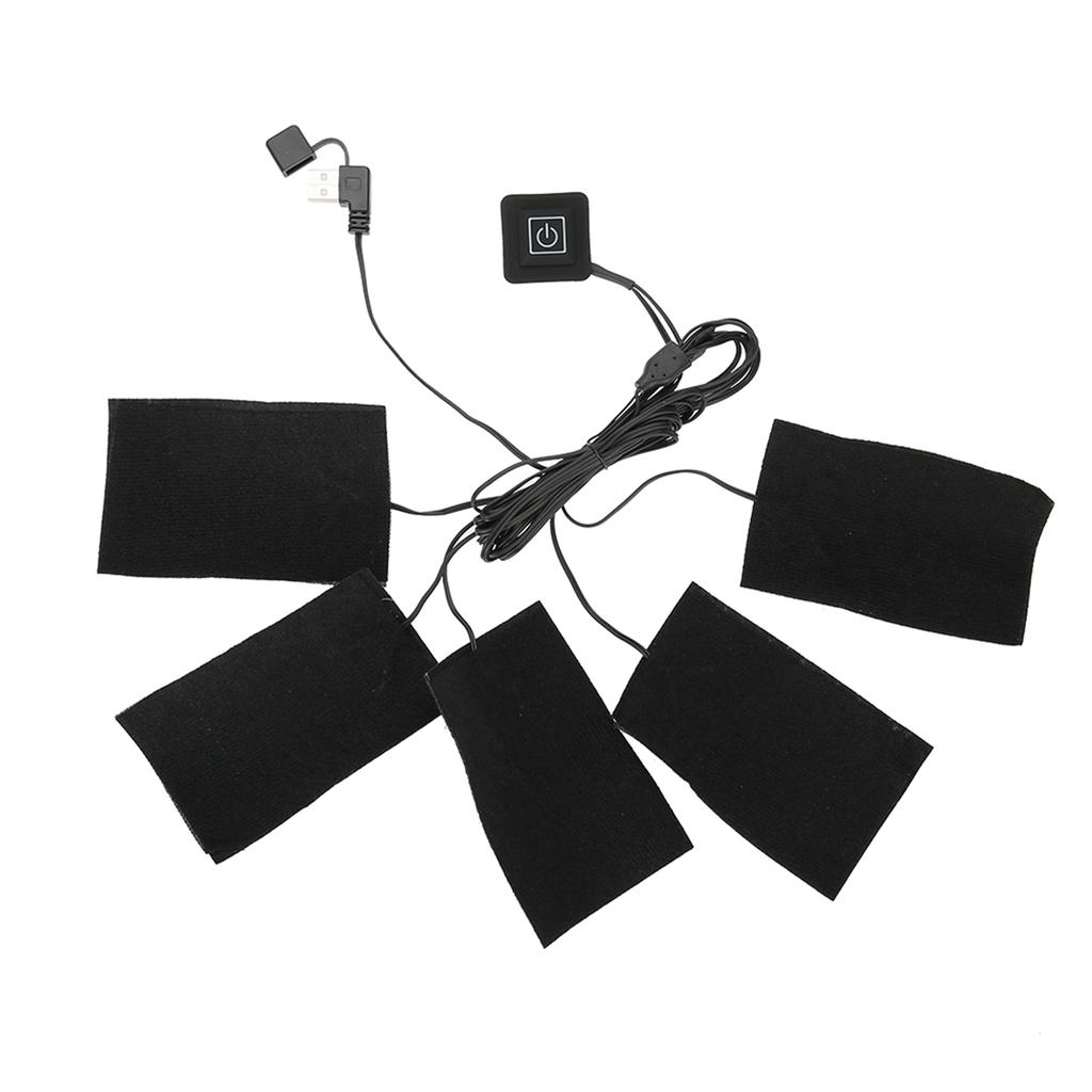 USB Electric Clothes Five Heater Pads Heating Element Adjustable Temperature Warmer Tool