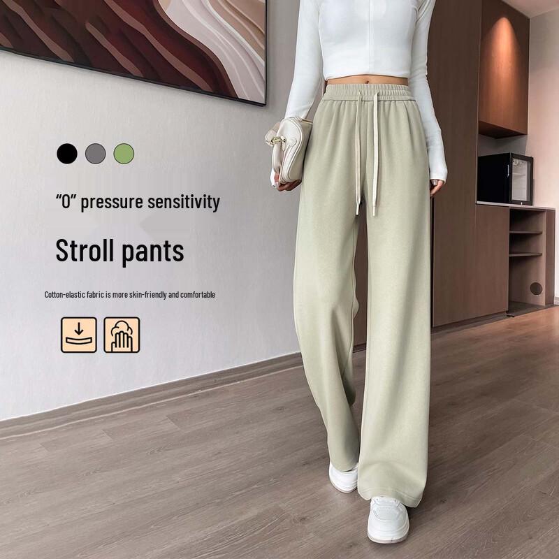 Women s 0-Pressure High-Waist Wide-Leg Casual Pants L