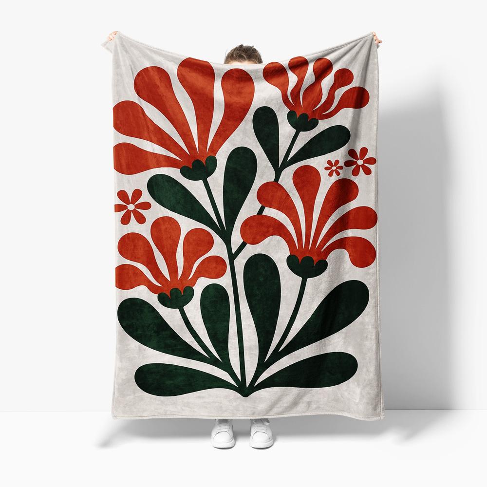 

Vibrant Abstract Floral Design Fleece Blanket Throw Soft Warm Decorative Bed Cover Gift 130x150cm51x59in